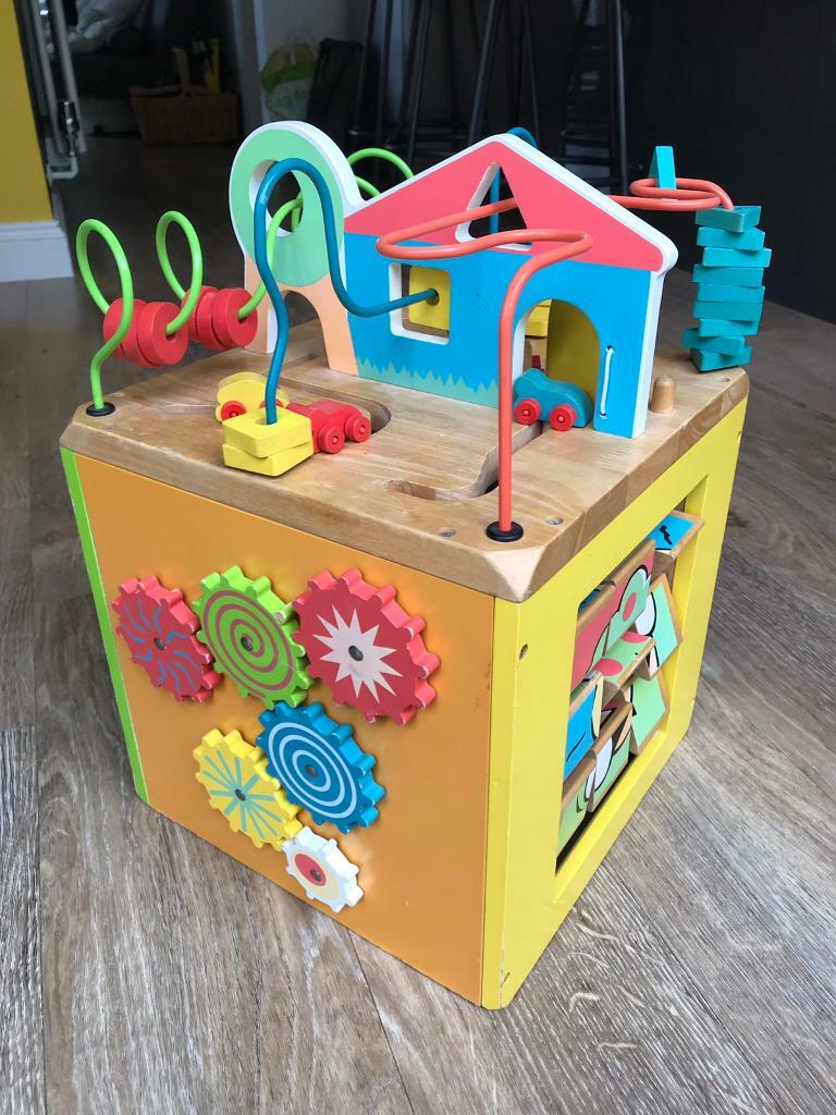 battat wooden activity cube